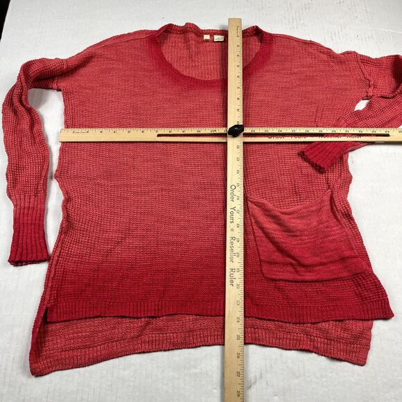 Anthropologie MOTH Sweater XS Red Waffle Knit Slouchy Oversized Pocket Cozy Fall - Picture 5 of 10